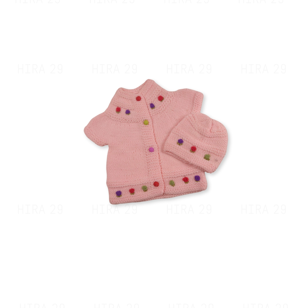 Baby Pink Hand Knitted sweater set - Image 3