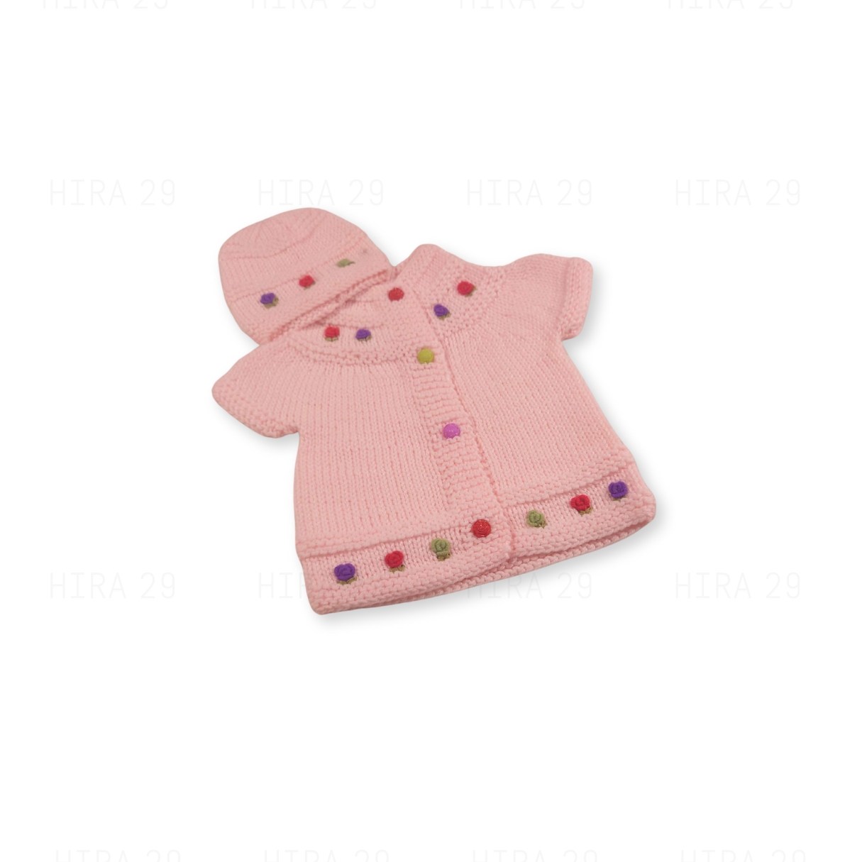 Baby Pink Hand Knitted sweater set - Image 4